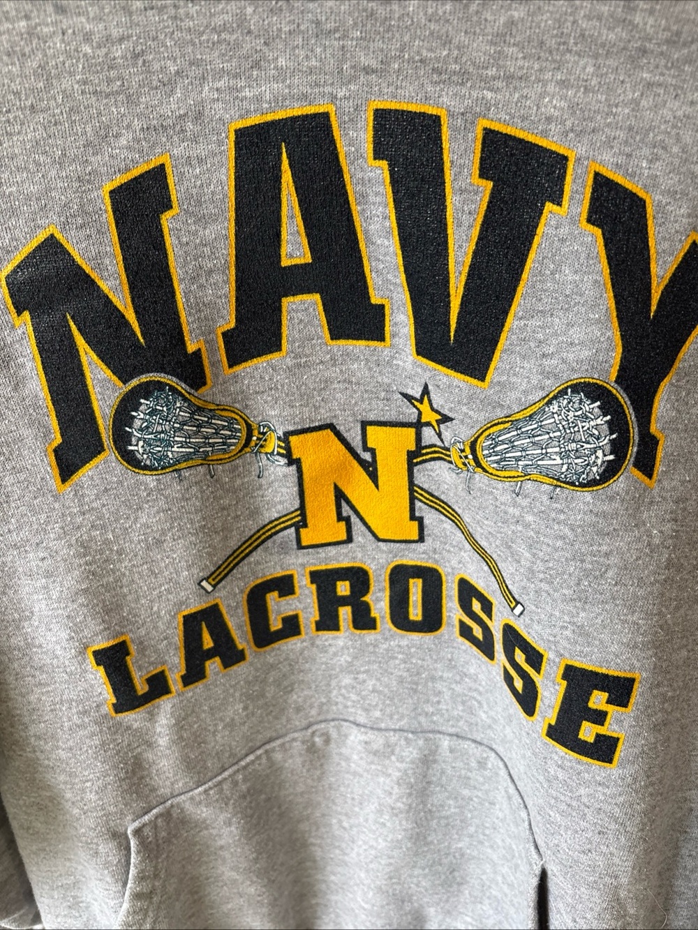 The Cotton Exchange Heather Gray "Navy Lacrosse" Hoodie Sweatshirt New!!